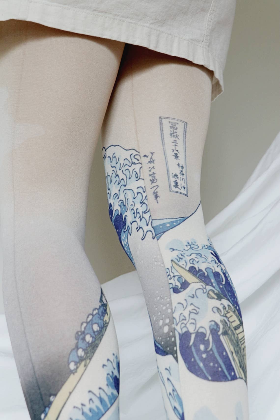 The Great Wave off Kanagawa by Hokusai Printed Art Tights