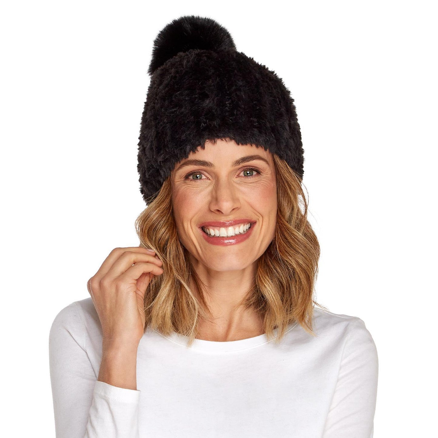 Faux Fur Pom-Pom Hat