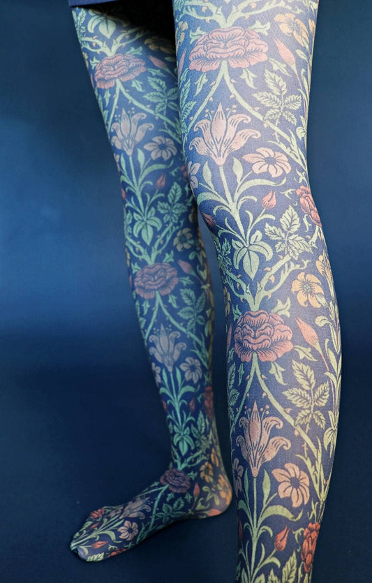 Rose and Lily by William Morris Printed Art Tights