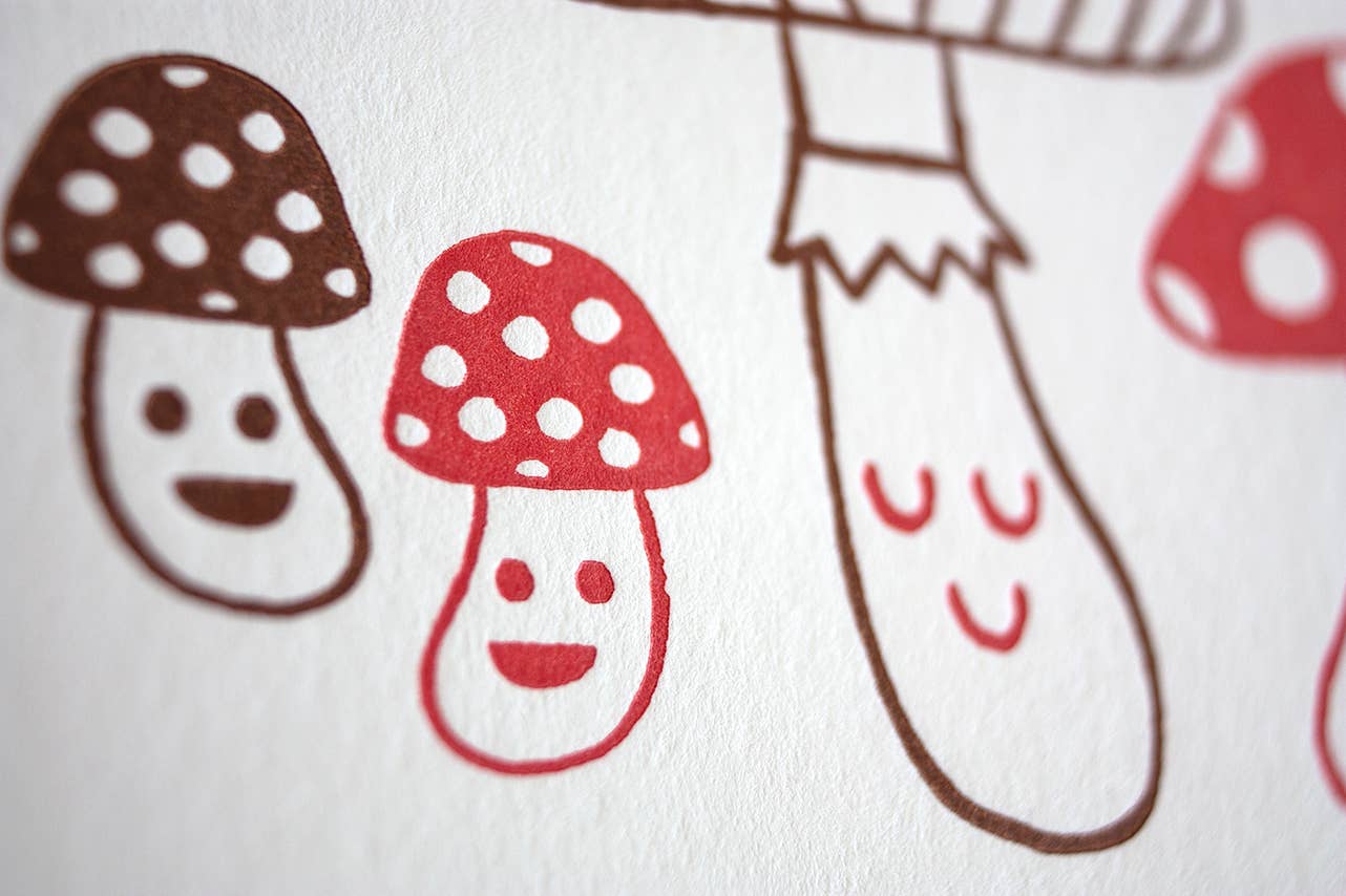 Birthday Mushrooms Letterpress Card