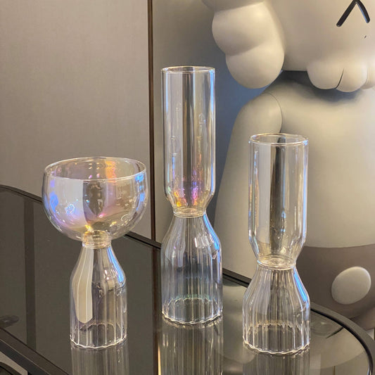 Borosilicate Clear Iridescent Bud Vases