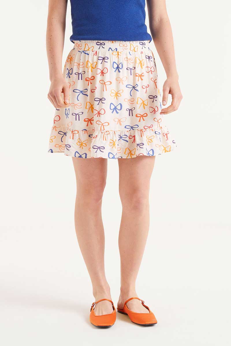 Trixie Bow Patterned Mini Skirt