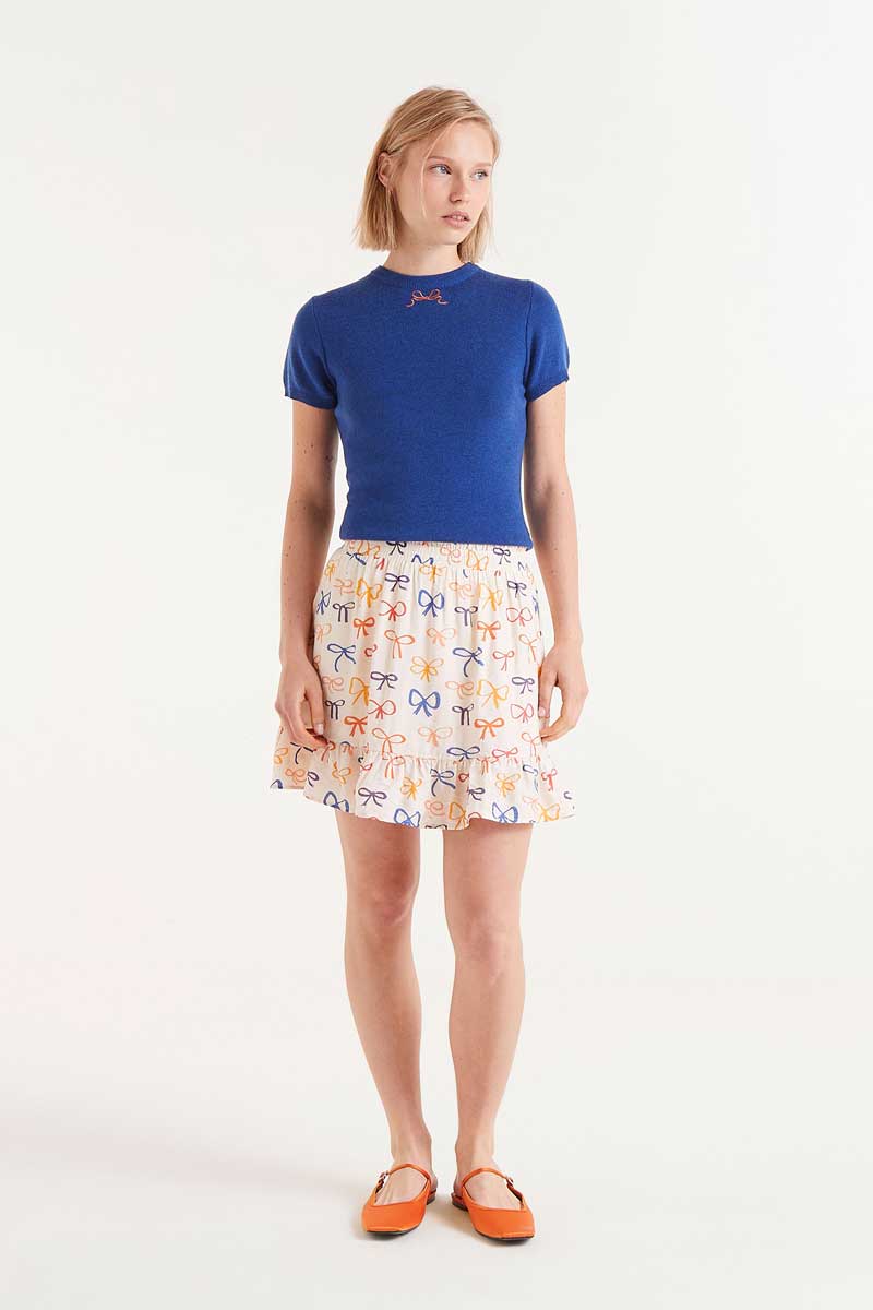 Trixie Bow Patterned Mini Skirt