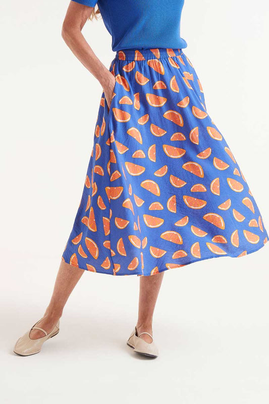 Citron Pattern Midi Skirt