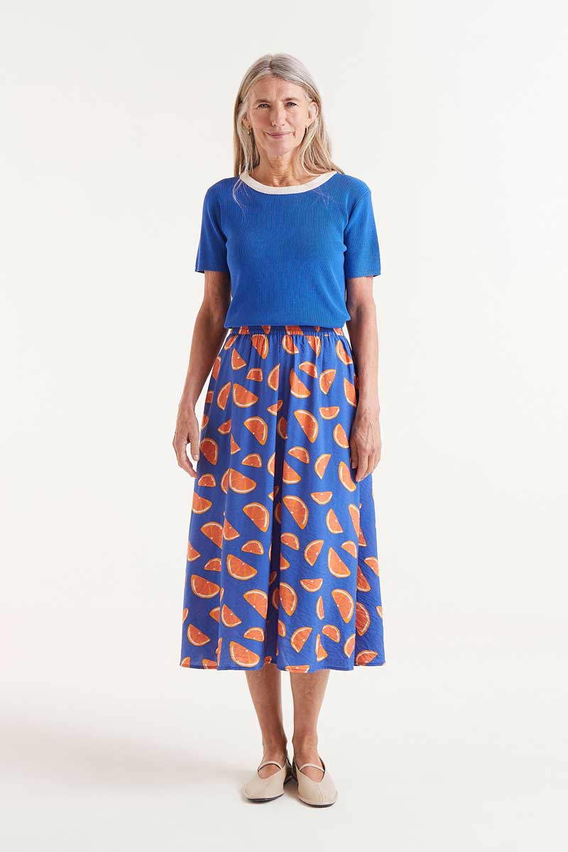 Citron Pattern Midi Skirt