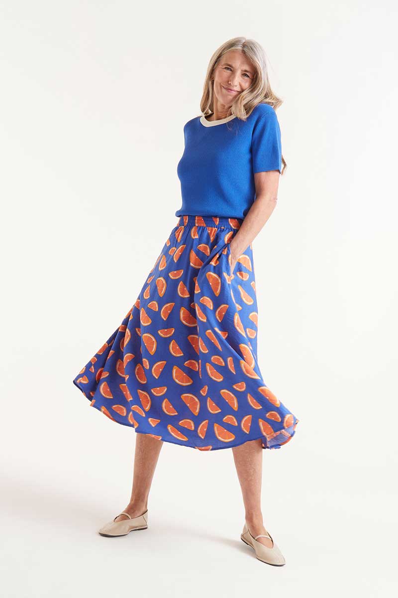 Citron Pattern Midi Skirt