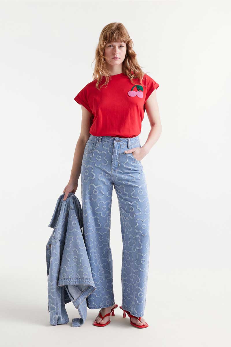 Fleur Detailed Denim Pants