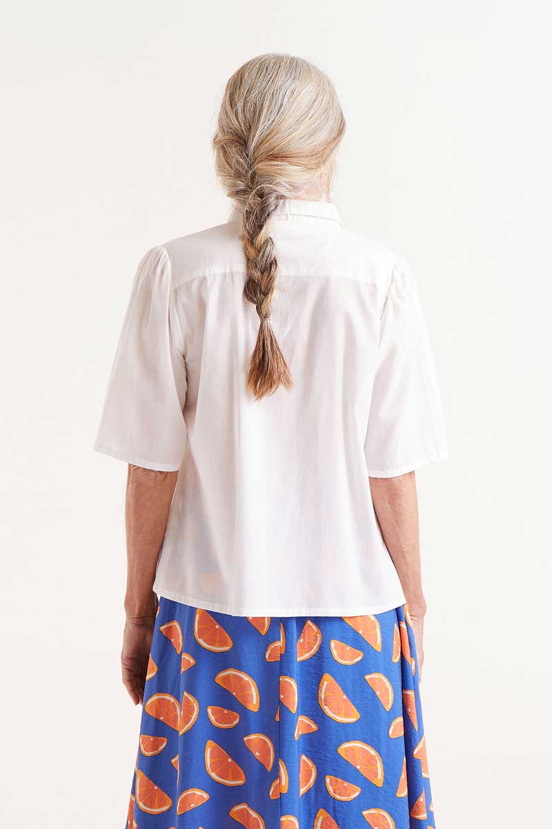 Goldie Orange Embroidered Buttondown Top