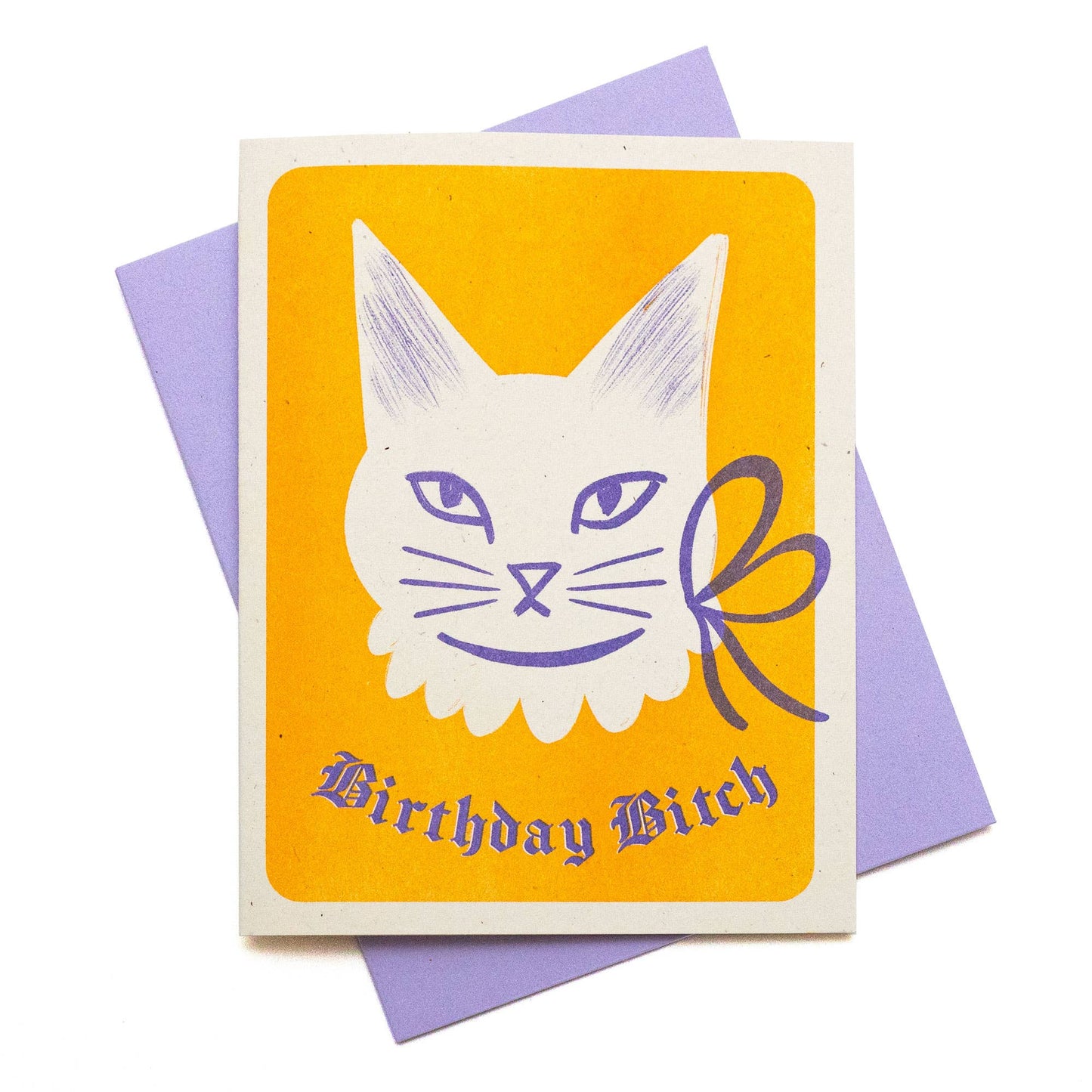 Birthday Bitch Cat Risograph Card