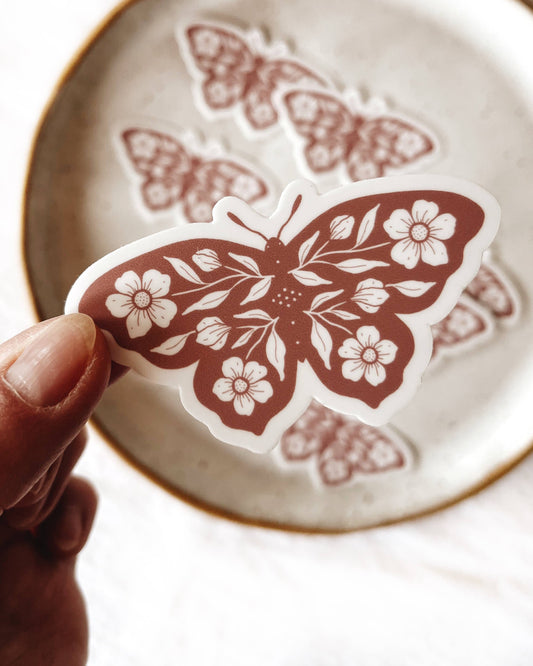 Floral Butterfly Vinyl Sticker