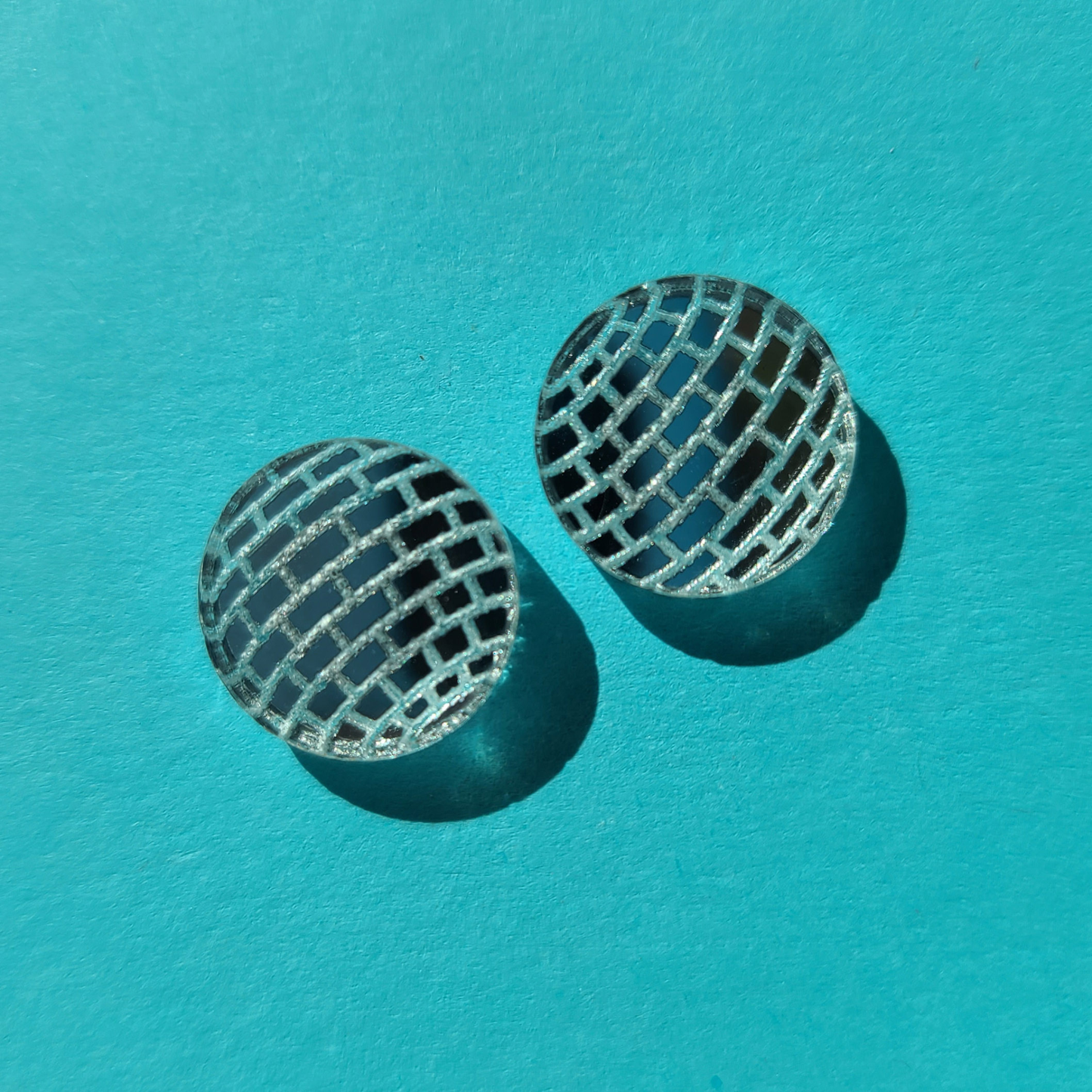 Disco Ball Mirror Studs - Earrings