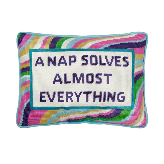 Nap Solves Almost Everything Embroidered Needlepoint Pillow