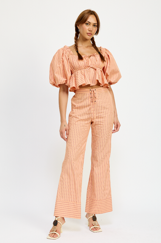 Julia Striped Lace Up Pants