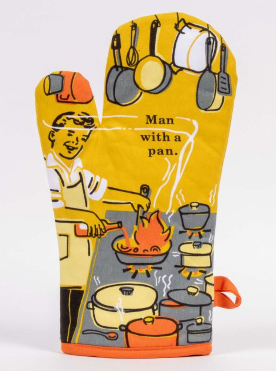 Man With a Pan Oven Mitt