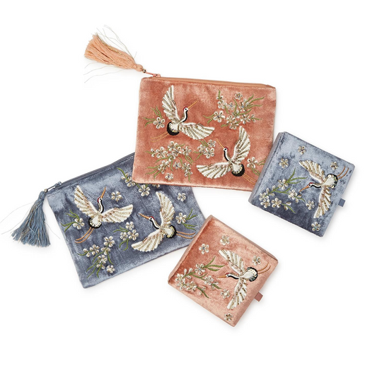 Heron Embroidered and Embellished Multipurpose Pouch