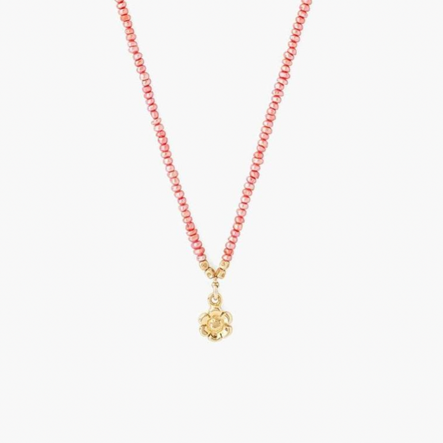 Pink Pearl Beaded Flower Necklace