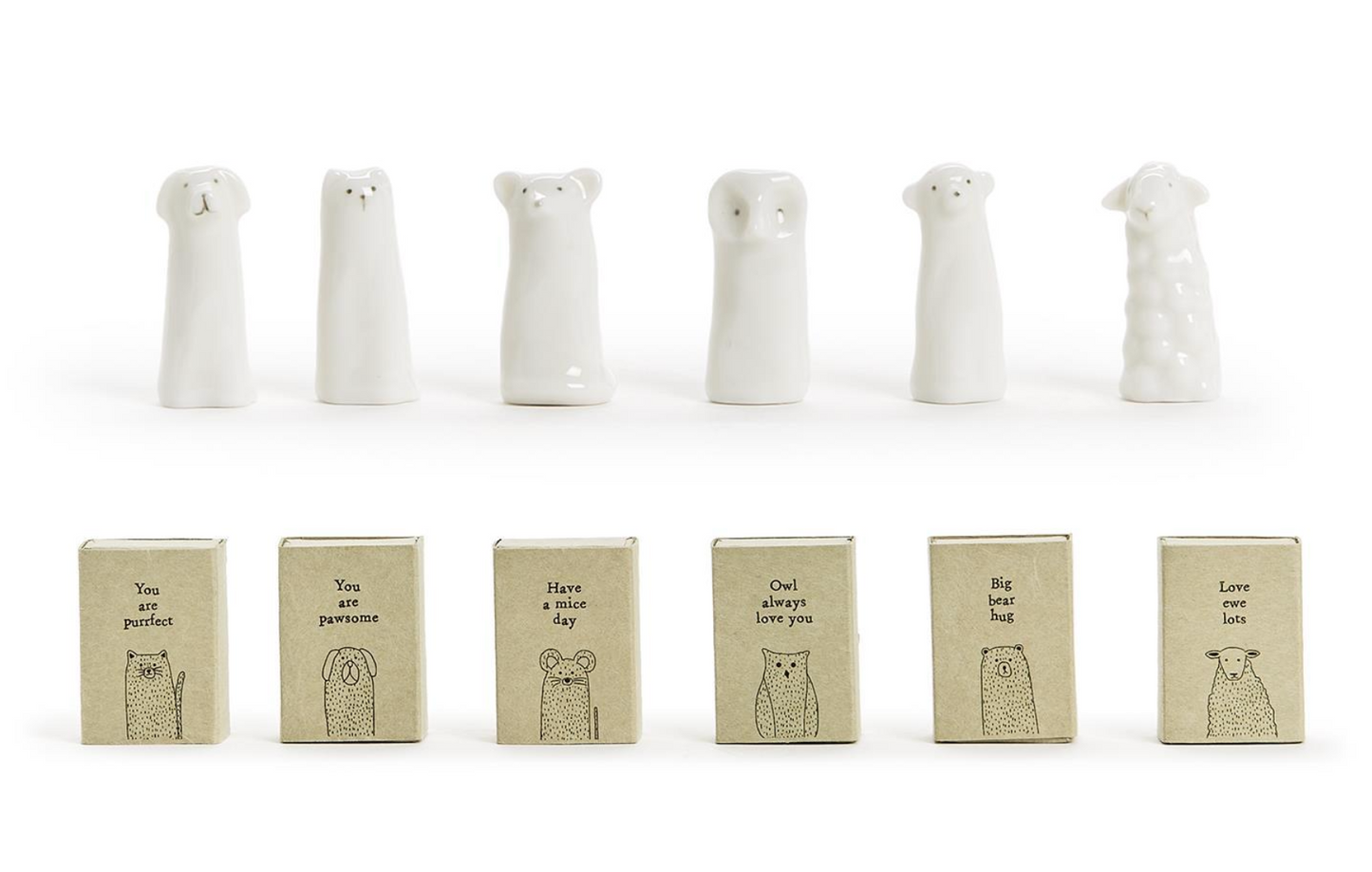 Mini Porcelain Animals in Matchbox