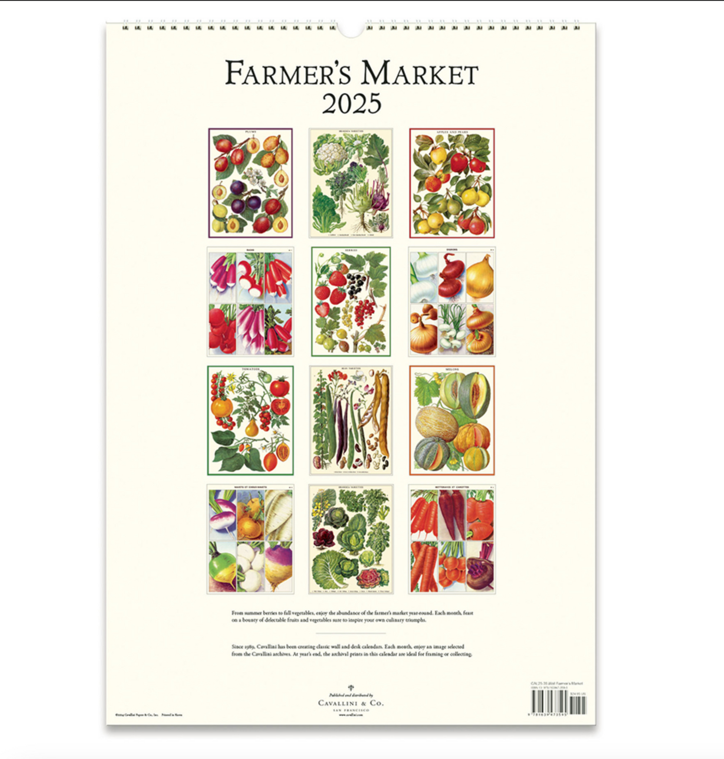 Farmers Market 2025 Wall Calendar