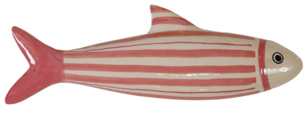 Hand-Painted Stoneware Fish Wall or Tabletop Decor