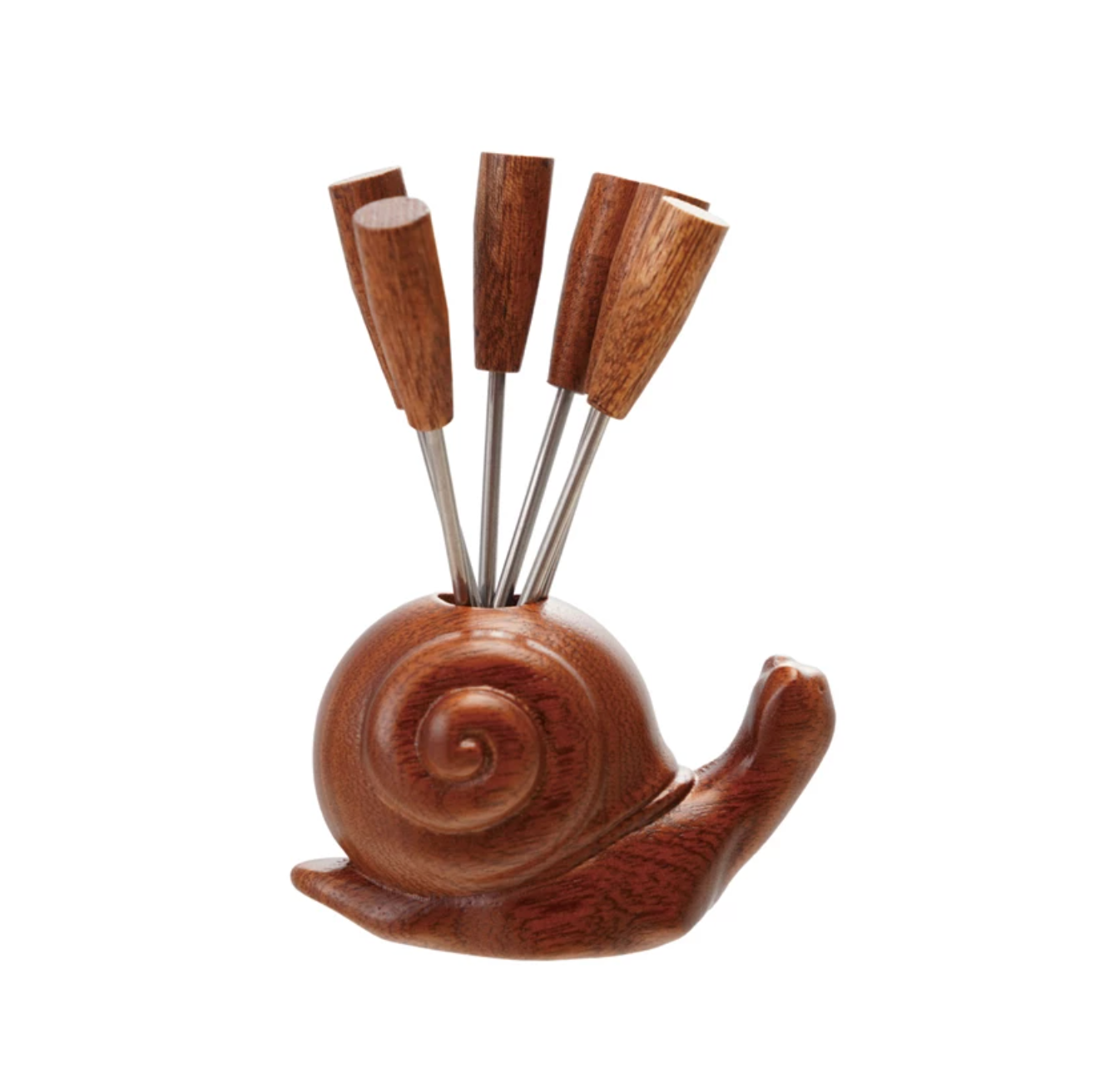 Wood Snail Appetizer Pick Holder