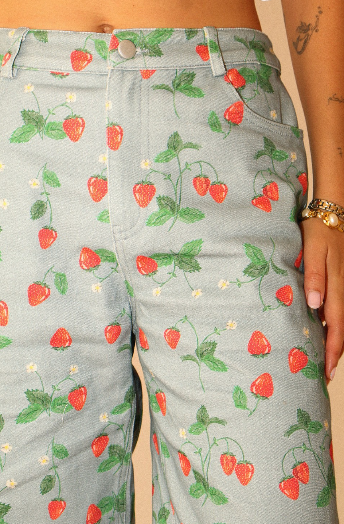 Strawberry Printed Straight Leg Pants