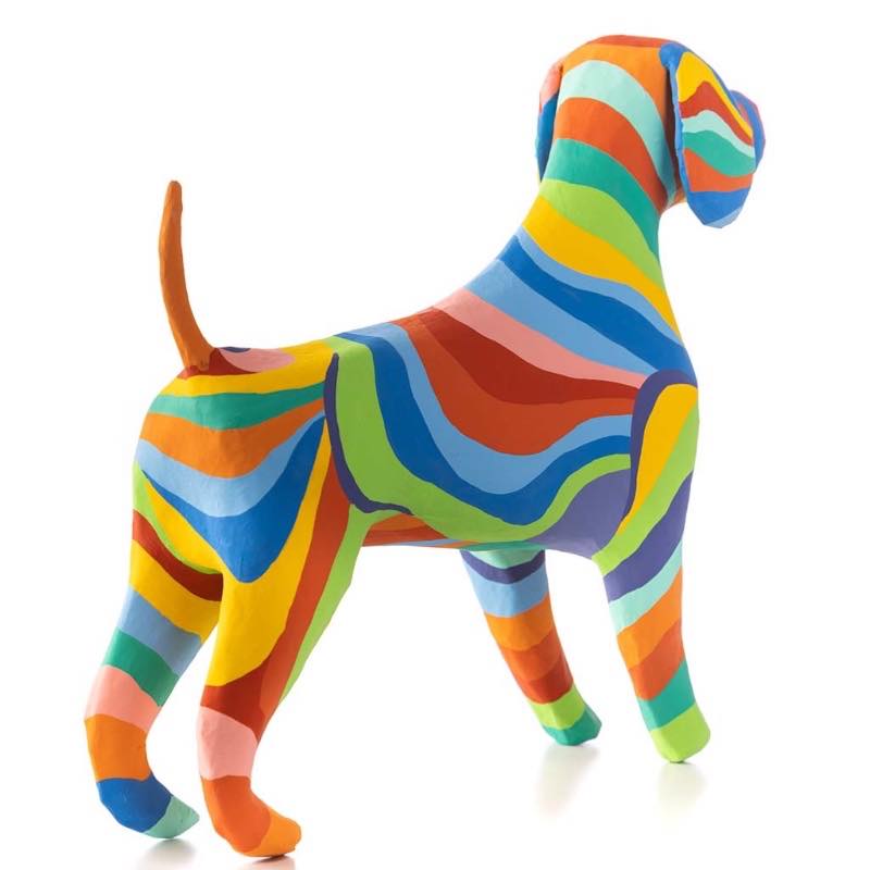 Handmade Papier Mache Bello the Rainbow Beagle