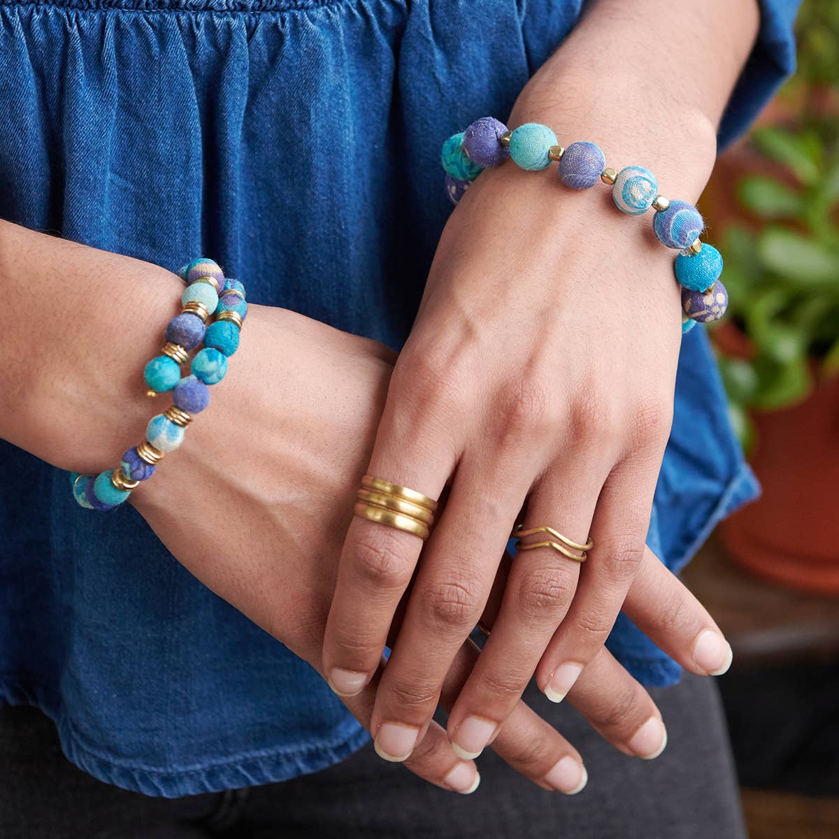 Kantha Azure Bauble Bracelet