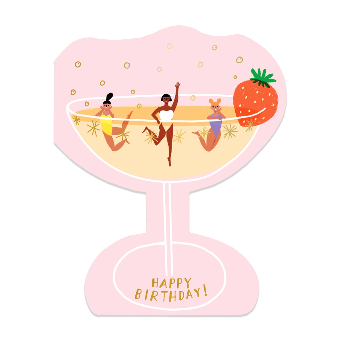 Champagne Glass Shaped Birthday Card