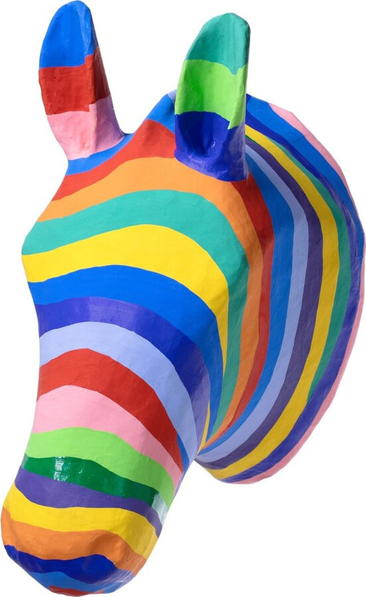 Handmade Papier Mache Rainbow Animal Wall Trophy- Zebra