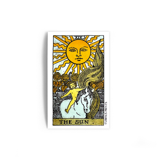 Vintage Sun Tarot Card Waterproof Sticker