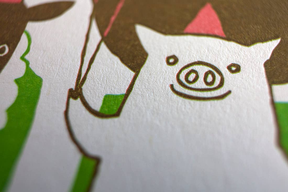 Farm Animals Letterpress Birthday Card