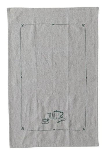 Bistro Embroidered Woven Linen & Cotton Tea Towels