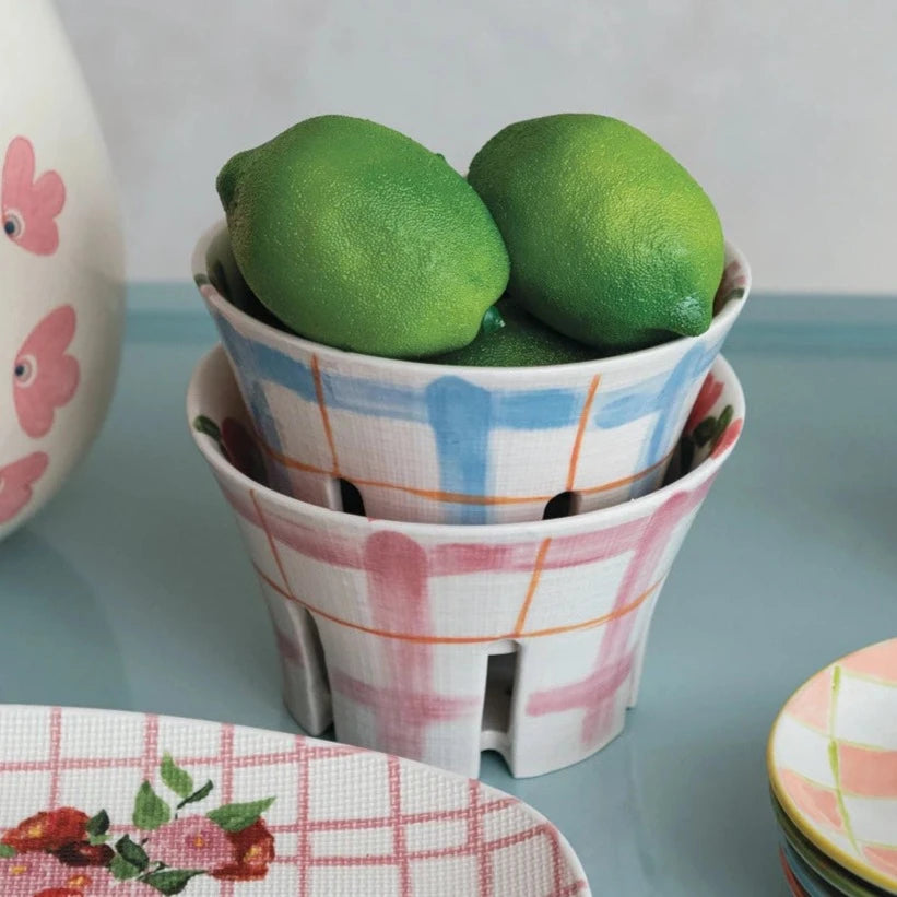 Mabel Hand-Painted Stoneware Patterned Berry Bowl