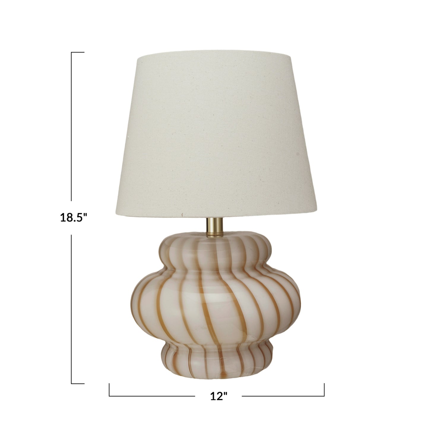 Paola Hand-Blown Art Glass Table Lamp w/ Stripes, Linen Shade & Inline Switch