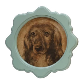 Perdita Round Frame w/ Vintage Reproduction Dog Image