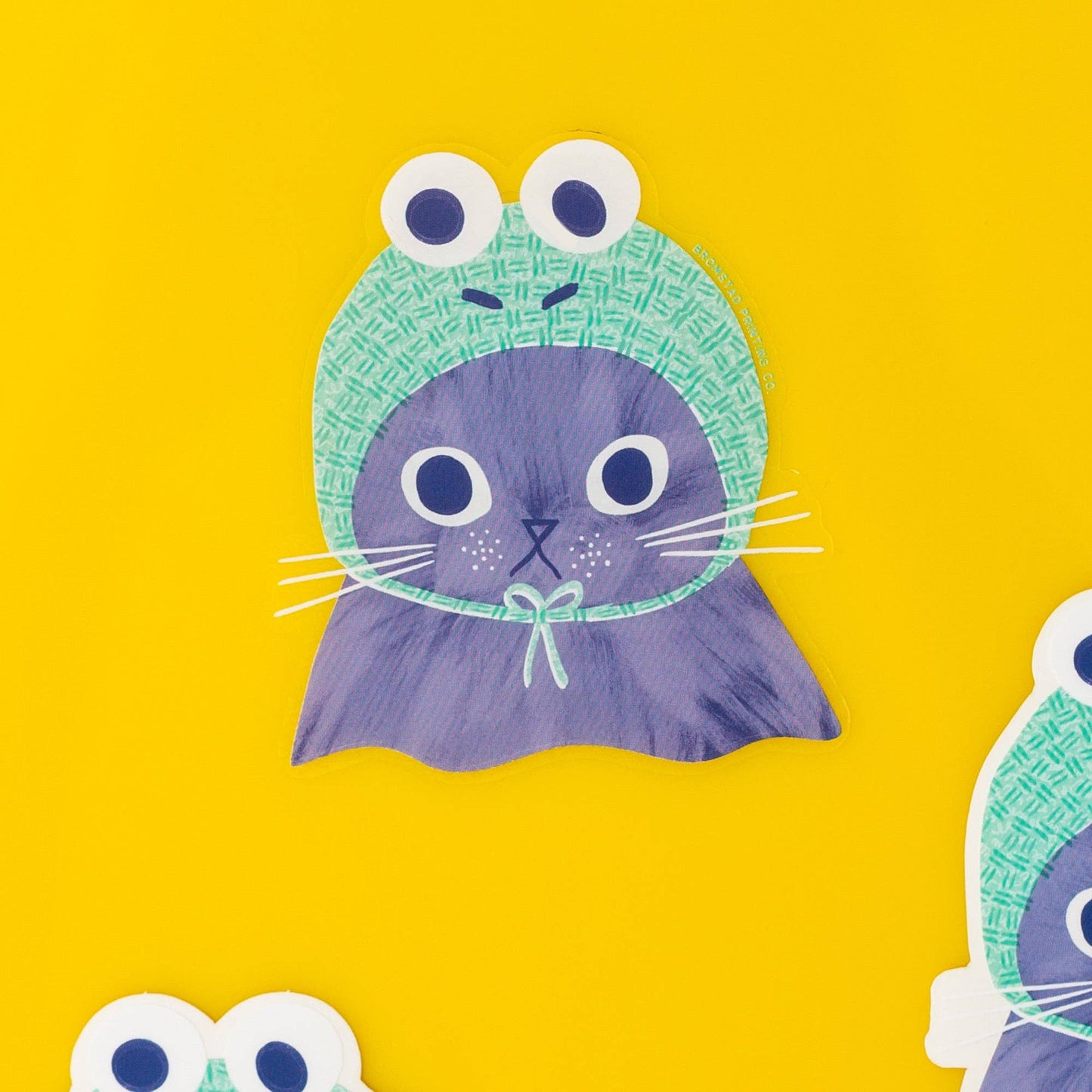 Frog Hat Cat Clear Sticker