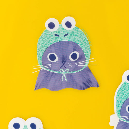 Frog Hat Cat Clear Sticker