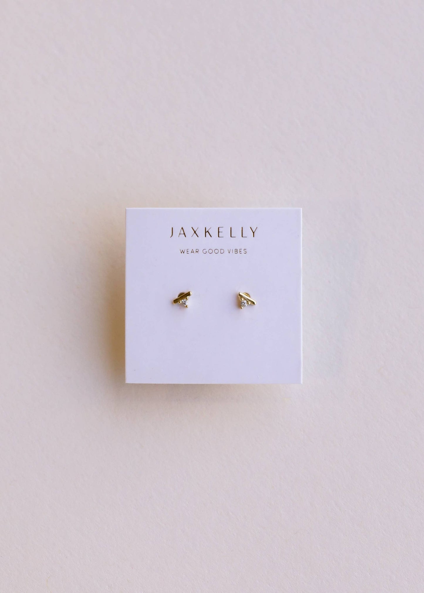 White CZ Stud Bar Earrings