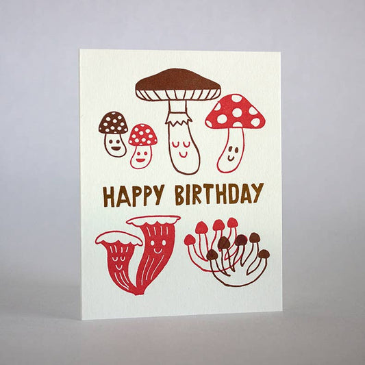 Birthday Mushrooms Letterpress Card